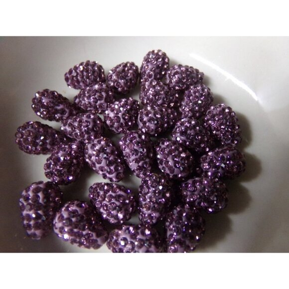Light Purple Rhinestone Polymer Clay Drop Beads - Picture 1 of 2
